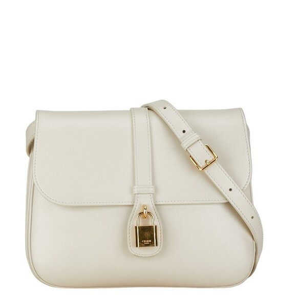 CELINE White Leather Shoulder Bag - Picture 1 of 12